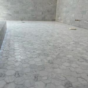 hexagonal pattern tiled floor